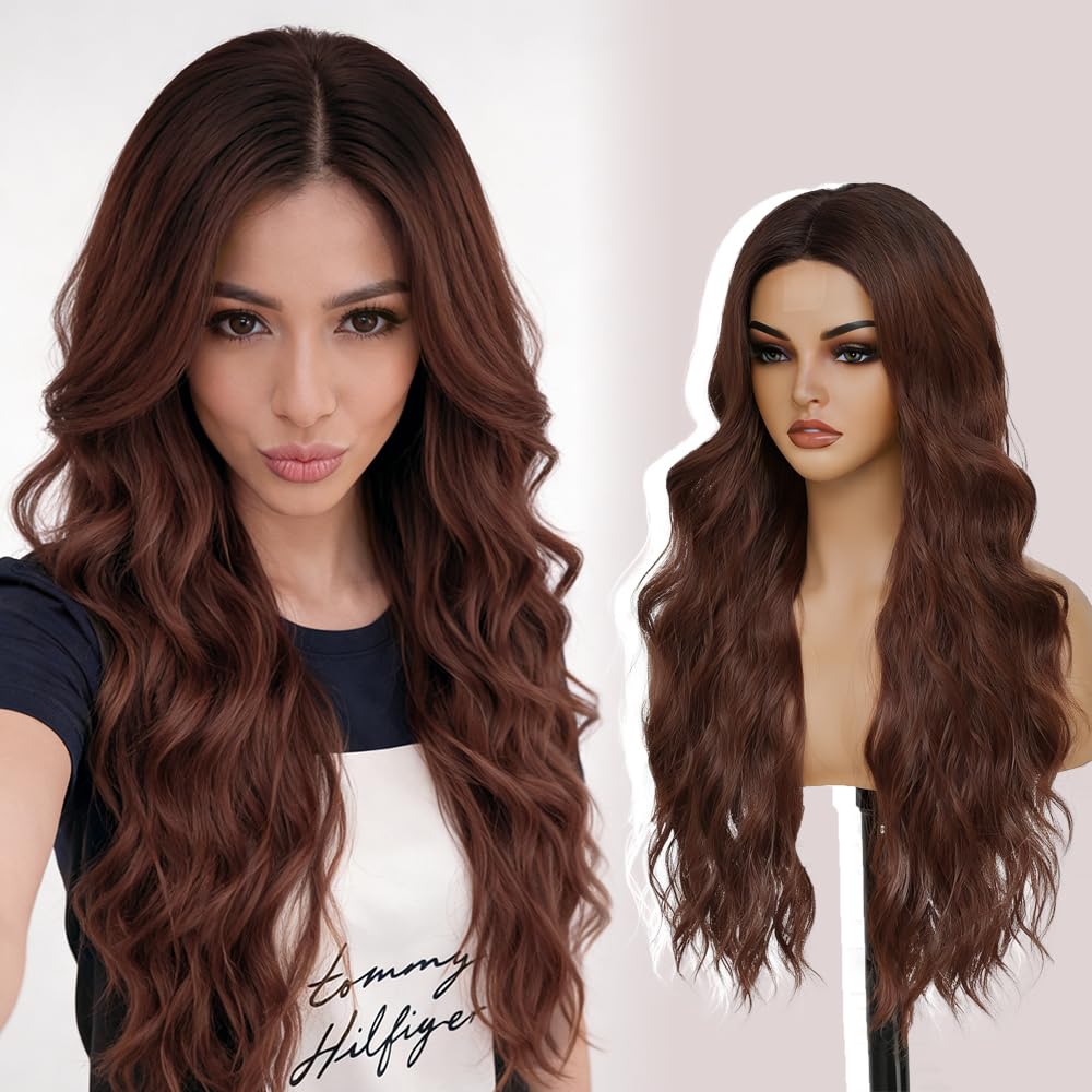 HMHIFI Blonde Wig for Women,26 Inch Long Wavy Curly Middle Part Hair