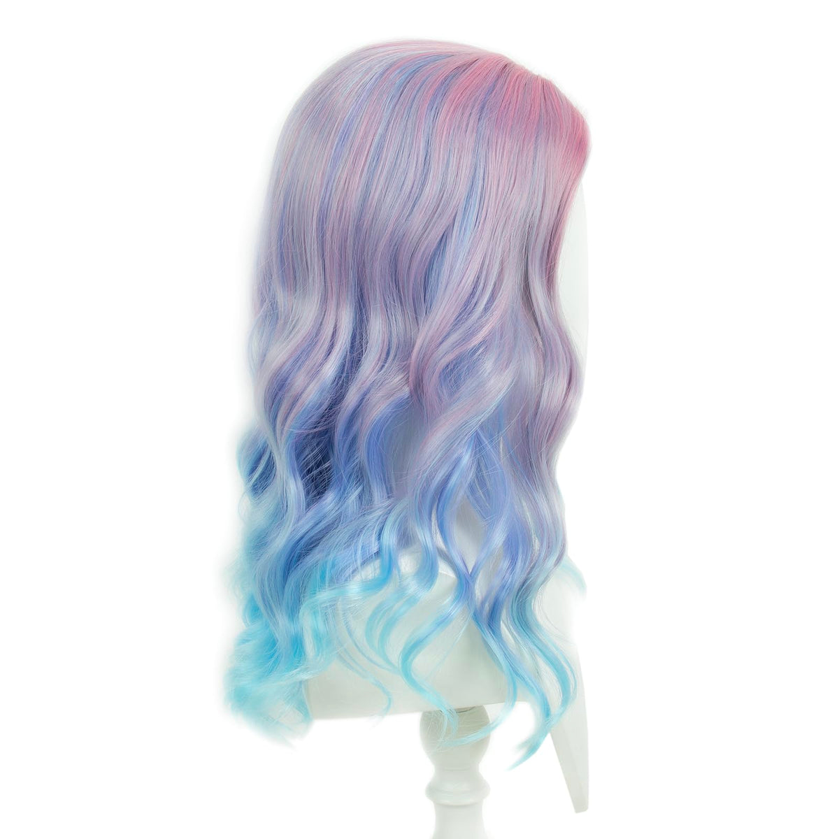 Long Pastel Wigs for Women Heat Resistant Hair Natural Wigs for Daily Cosplay Costume Party Carnival Purple-pink Gradient with Blue Highlights