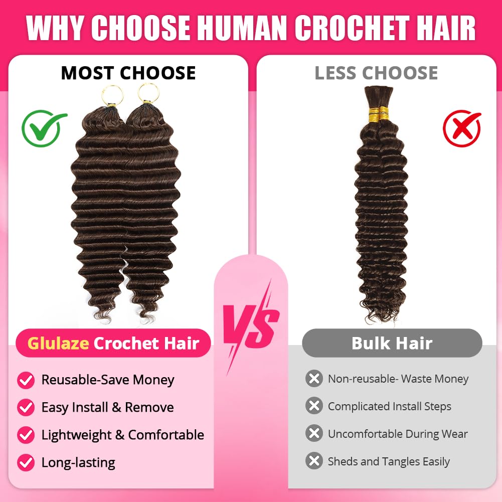 16 Inch Deep Wave Knotless Feather Crochet Human Hair #27 110g