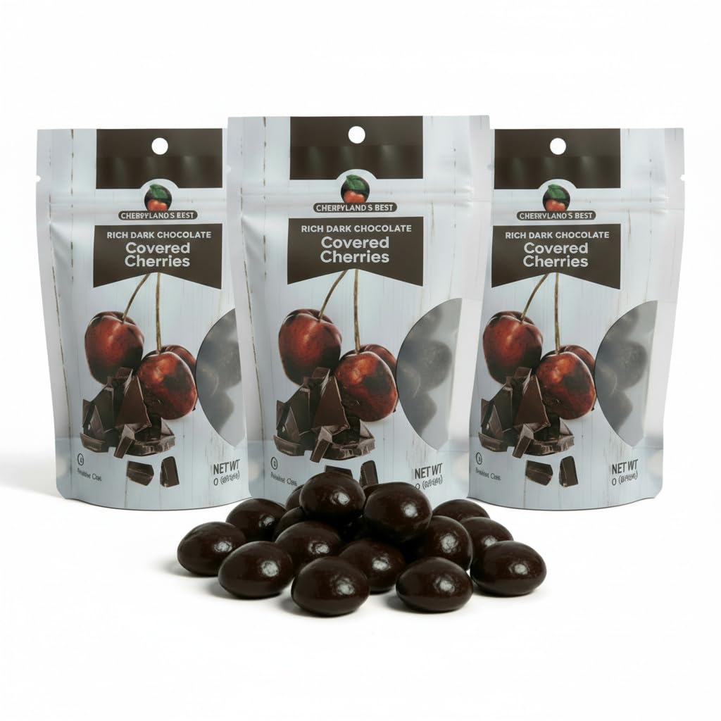 CHERRYLAND'S BEST Chocolate Covered Cherries, Milk Chocolate, Dark Chocolate and Yogurt Varieties, All Natural, Reasealable Bags (7.5oz, Yogurt Covered Cherries)