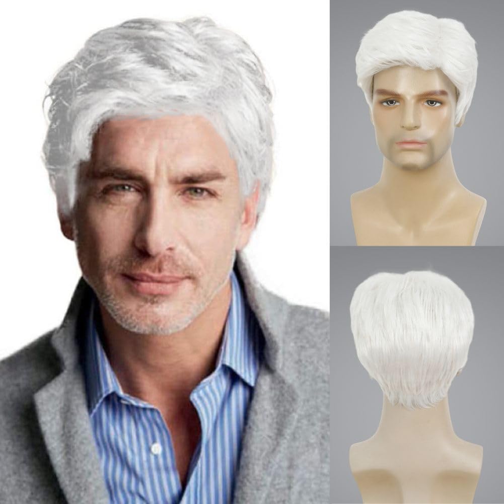 Kaneles Mullet Wigs for Men 80s Costumes Fancy Party Accessory Cosplay Halloween Wig (Light Brown)