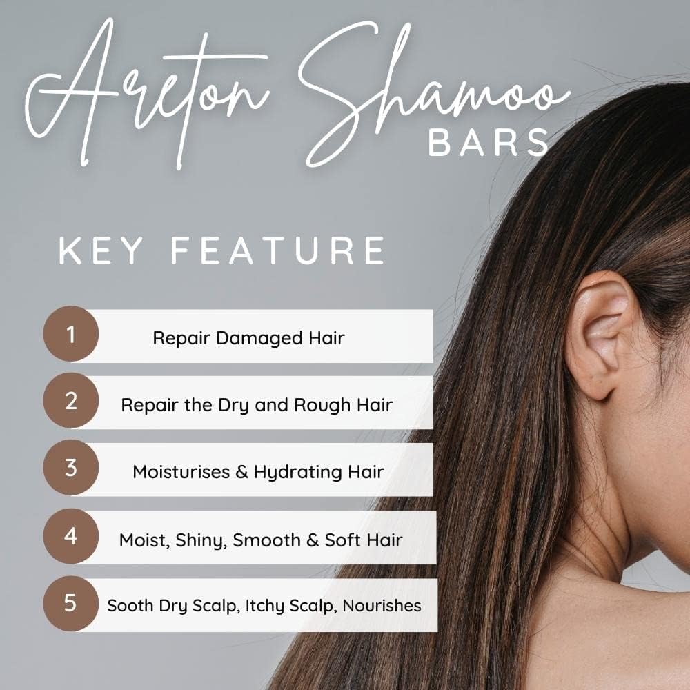 Areton HandMade Shampoo Bar – Natural Shampoo Bar and conditioner For Dry Hair, Hair Nourishment, Prevents Spilt Ends With Plant Based Hydrating SLS Free Shampoo Bar (Cherry)