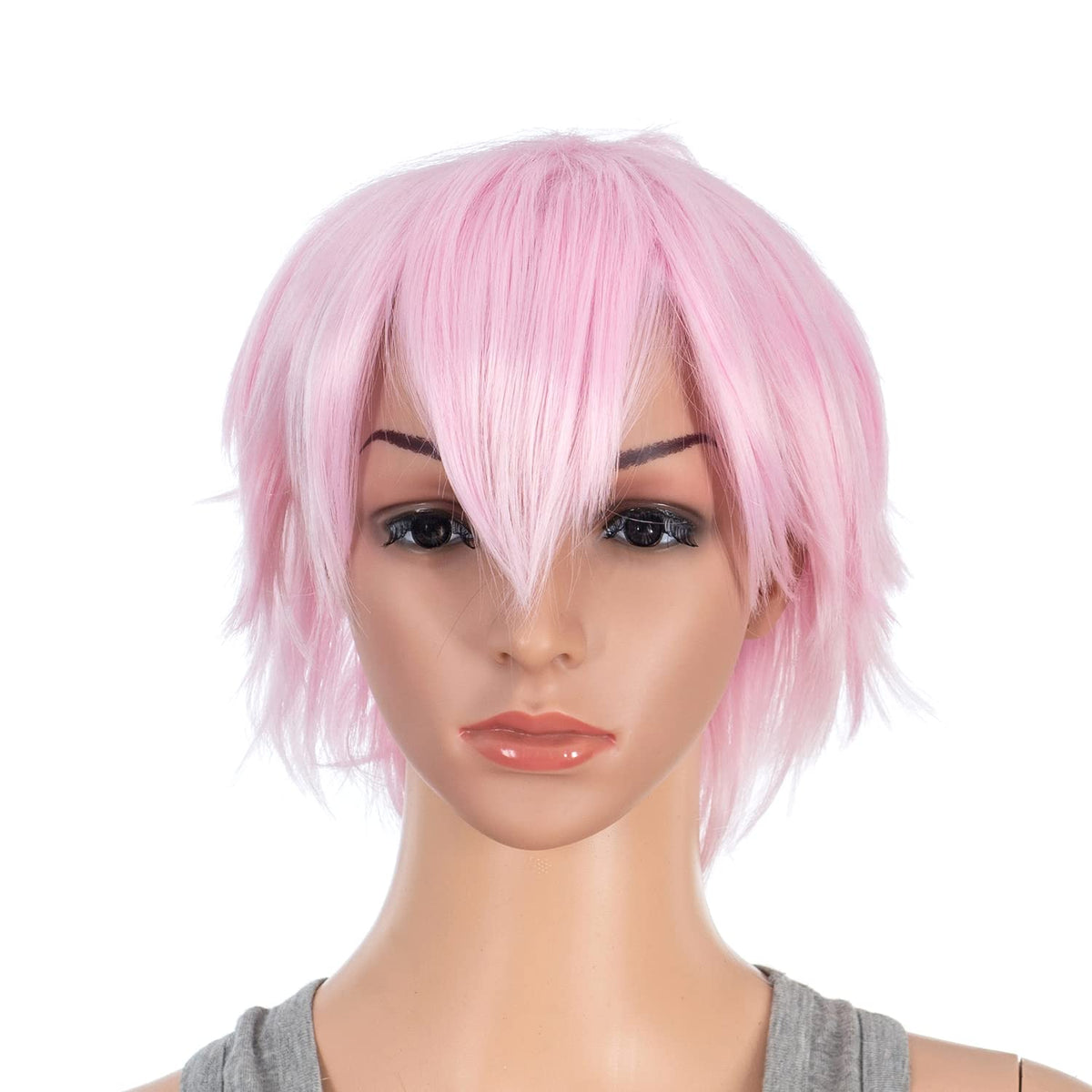 SWACC Unisex Fashion Spiky Layered Short Anime Cosplay Wig for Men and Women (1B-Off Black)