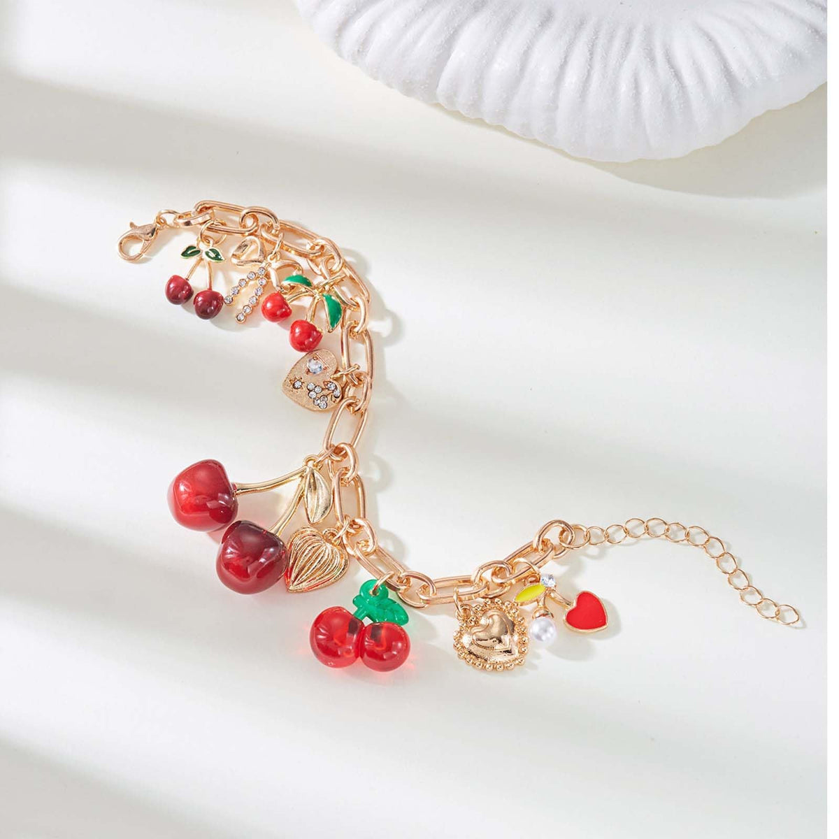 Long tiantian Cherry Bracelet for Women Cherry Dress Outfits Accessories Charm Bracelets Stack Cherry Gifts Cute Stuff Red Spring Accessories