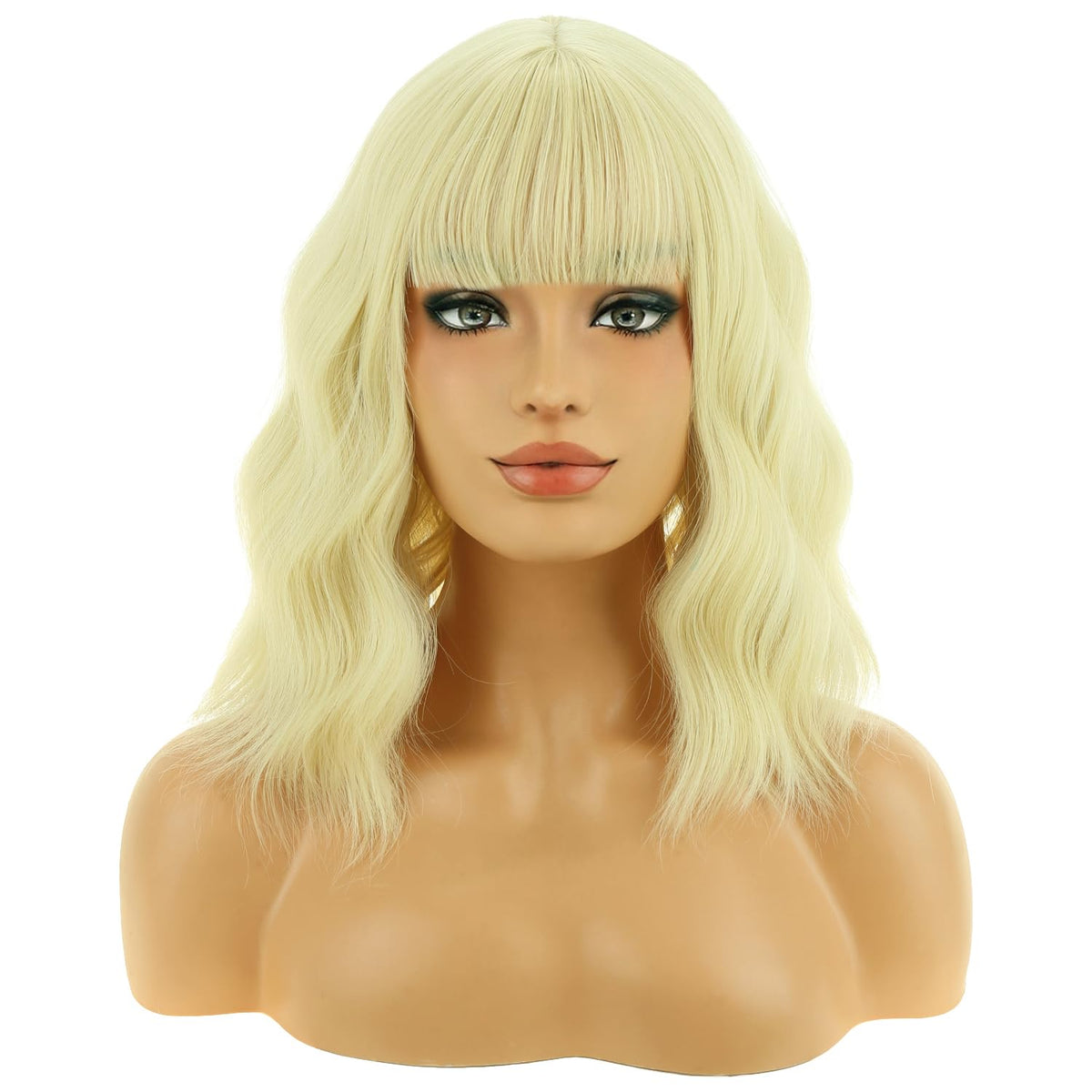 BERON 14 Inches Pink Wig for Women Girls Short Curly Synthetic Wig with Bangs Lovely Pink