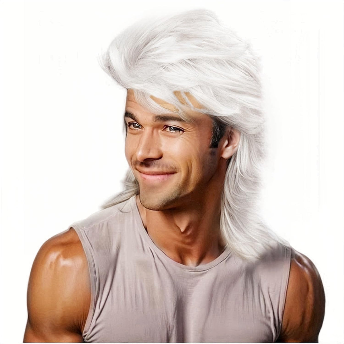 Mullet Wig Blonde 80s Men Wig,Punk Rocker Hair Party Daily Halloween Costumes Long Wigs