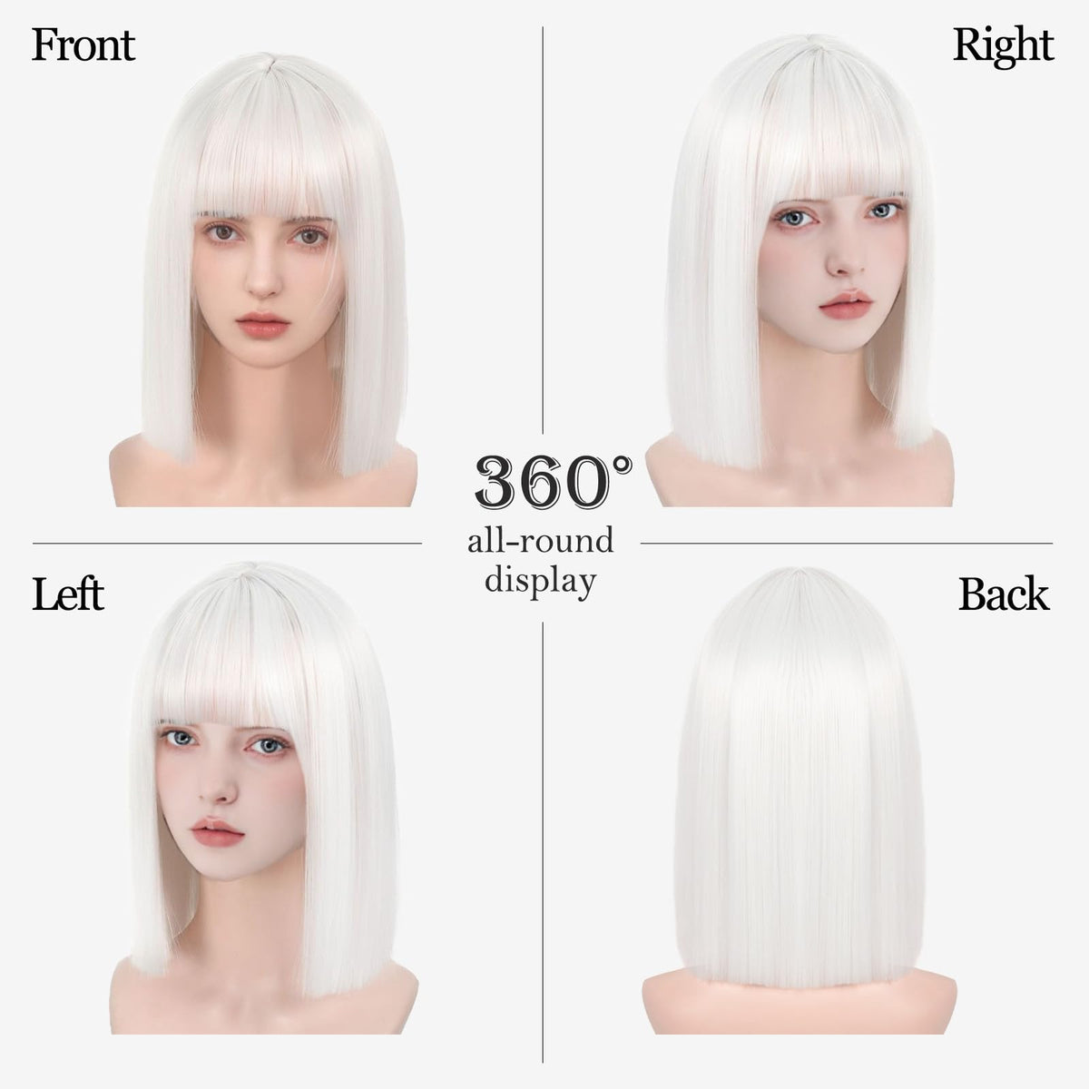 Black Bob Wig with Bangs Short Black Straight Wig for Women