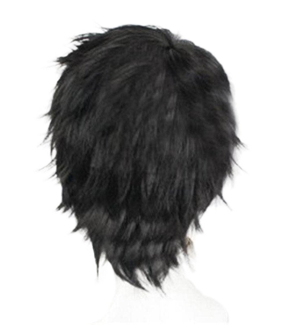 Unisex Short Black Curly Wig, Layered Multifunctional Cosplay Halloween Wig