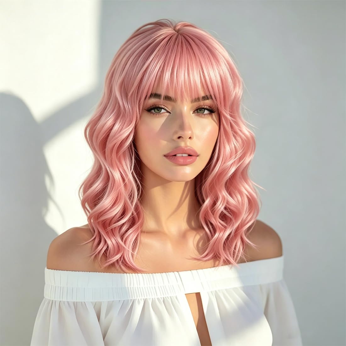 Sweetie Royal Blue Bob Wig Bangs – Wavy Synthetic Shoulder Length