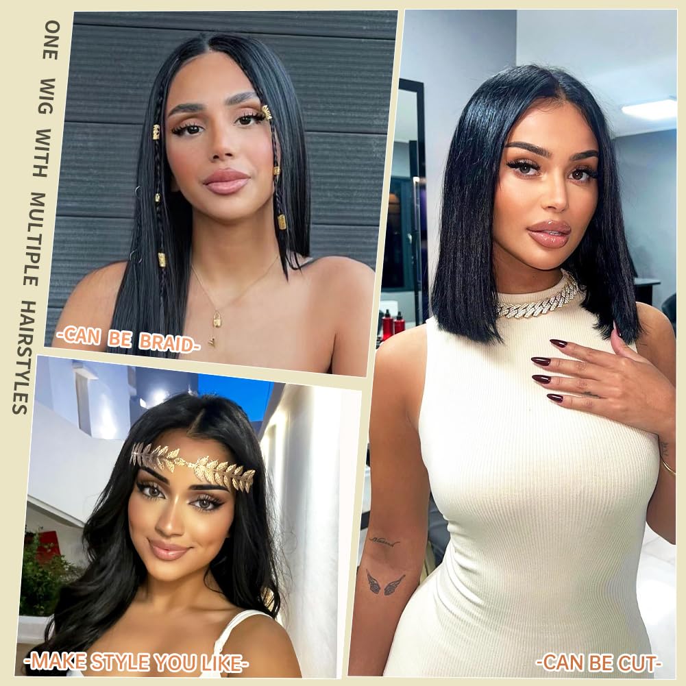 Wear and Go Glueless Wigs Human Hair Pre Cut 6X4 Straight Lace Front Wigs
