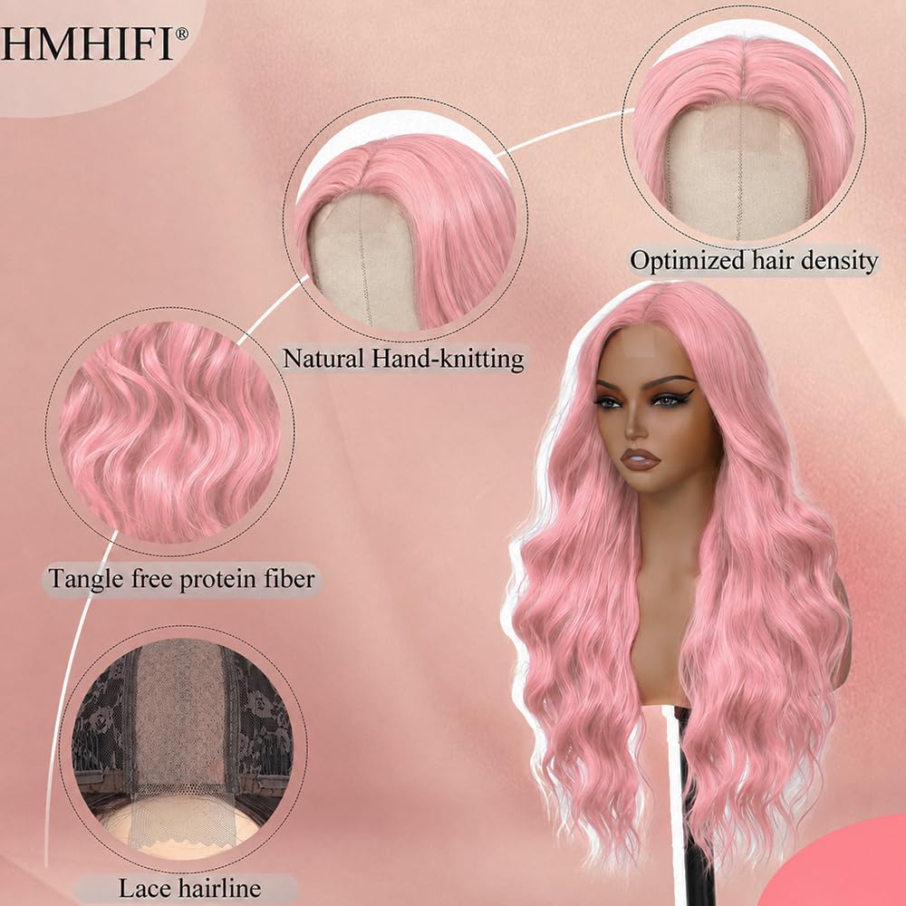 HMHIFI Blonde Wig for Women,26 Inch Long Wavy Curly Middle Part Hair