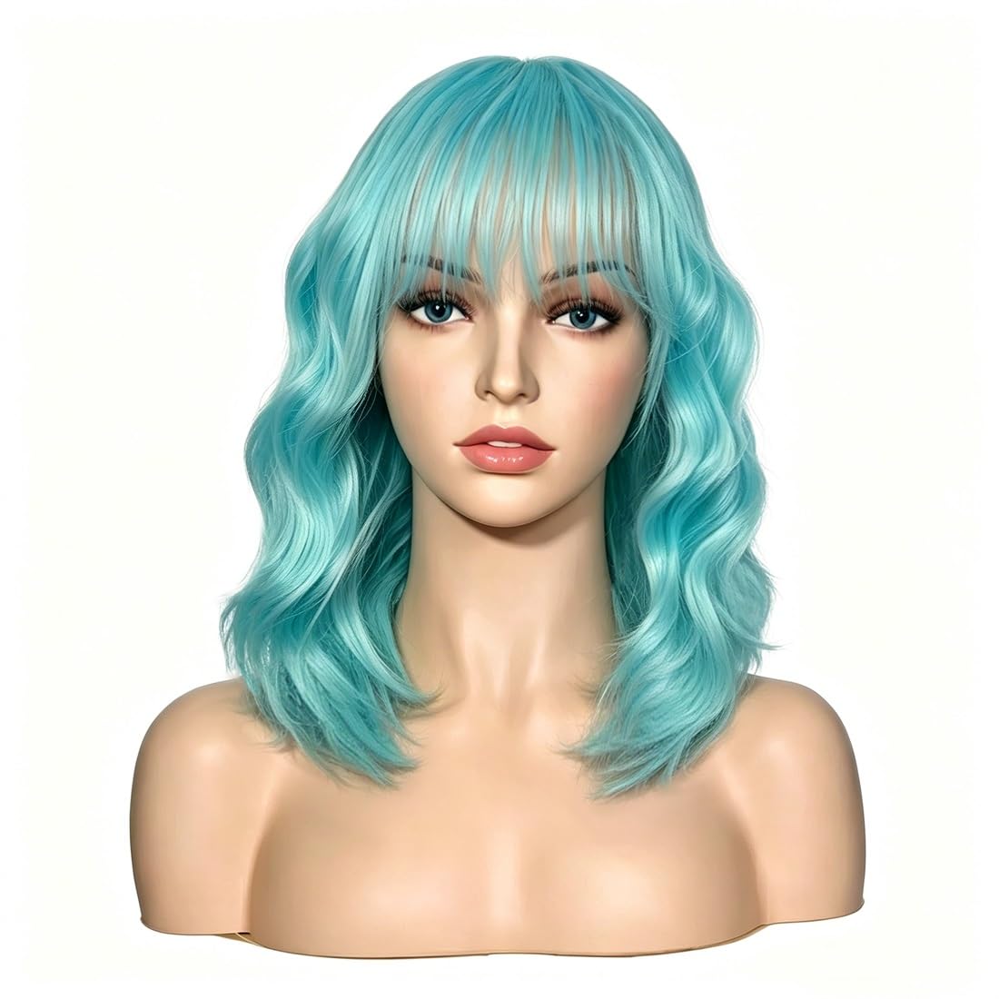 Sweetie Royal Blue Bob Wig Bangs – Wavy Synthetic Shoulder Length