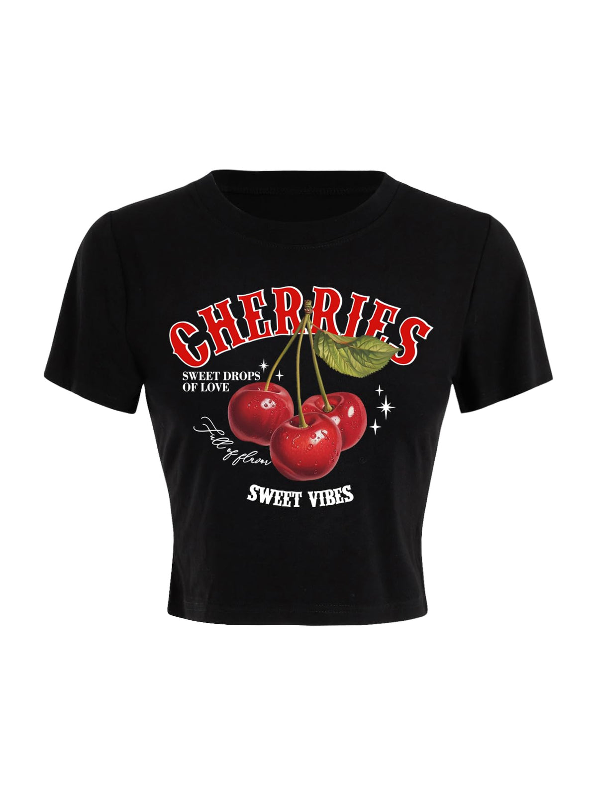 BEAUDRM Women's Y2k Cherry Letter Print T Shirts Summer Cute Graphic Tee