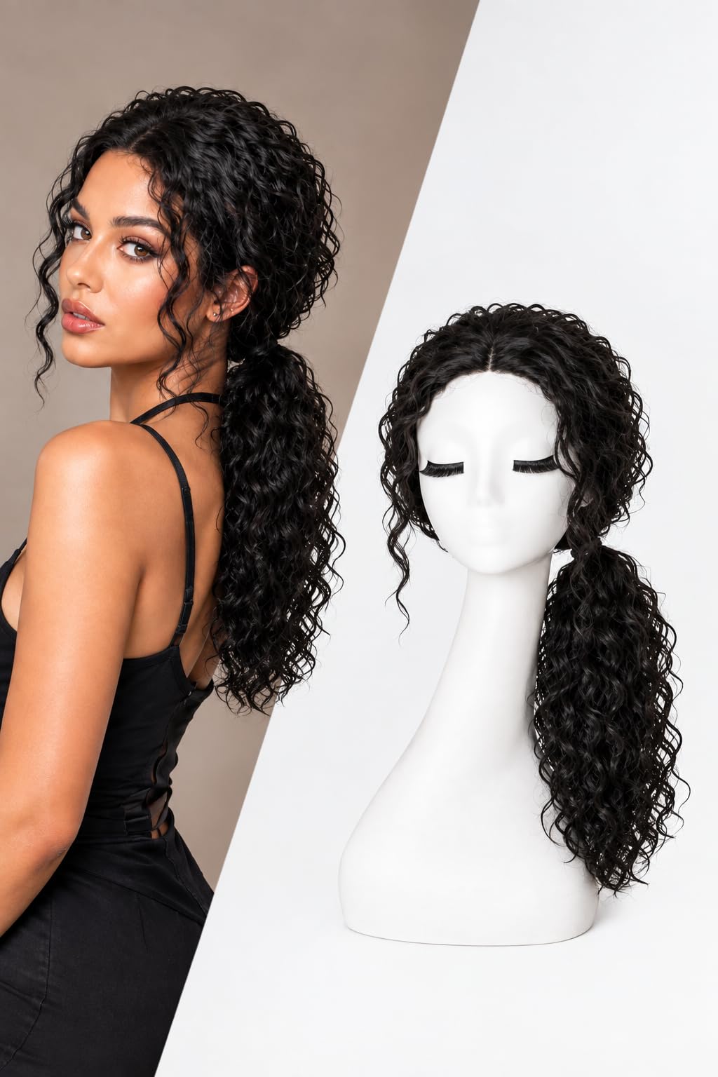 Short Wavy Wig with Bangs Black Mixed Brown Bob Curly Wigs for Women 14inch