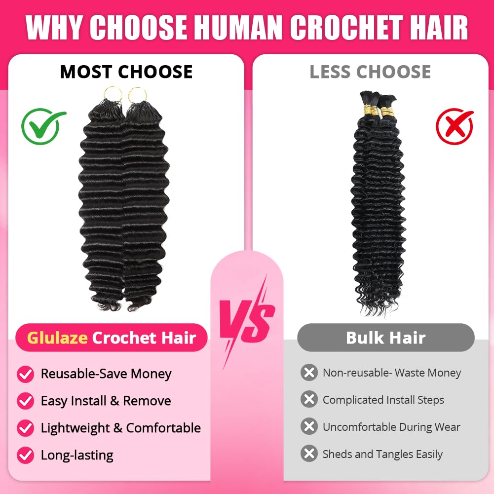 16 Inch Deep Wave Knotless Feather Crochet Human Hair #27 110g