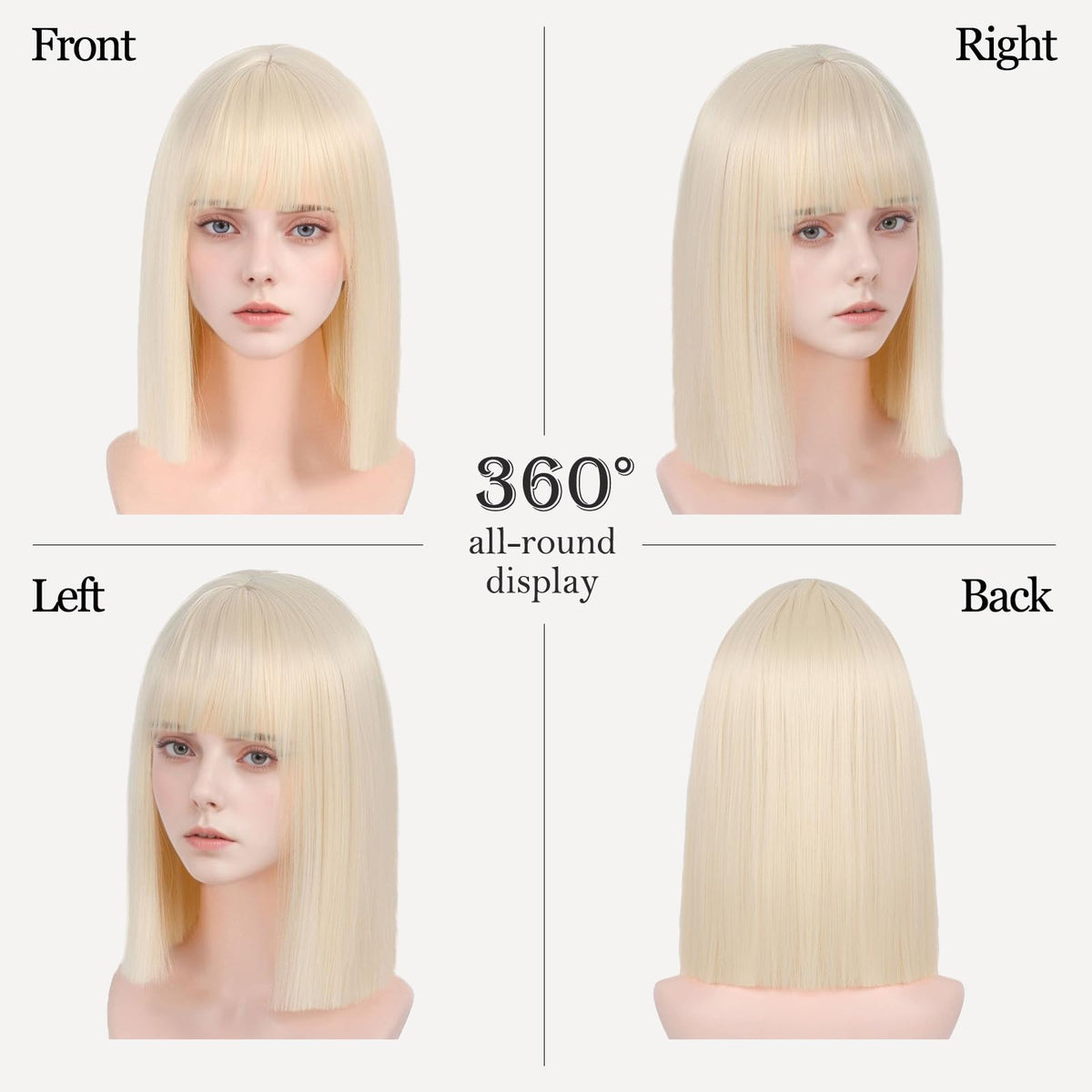 Black Bob Wig with Bangs Short Black Straight Wig for Women