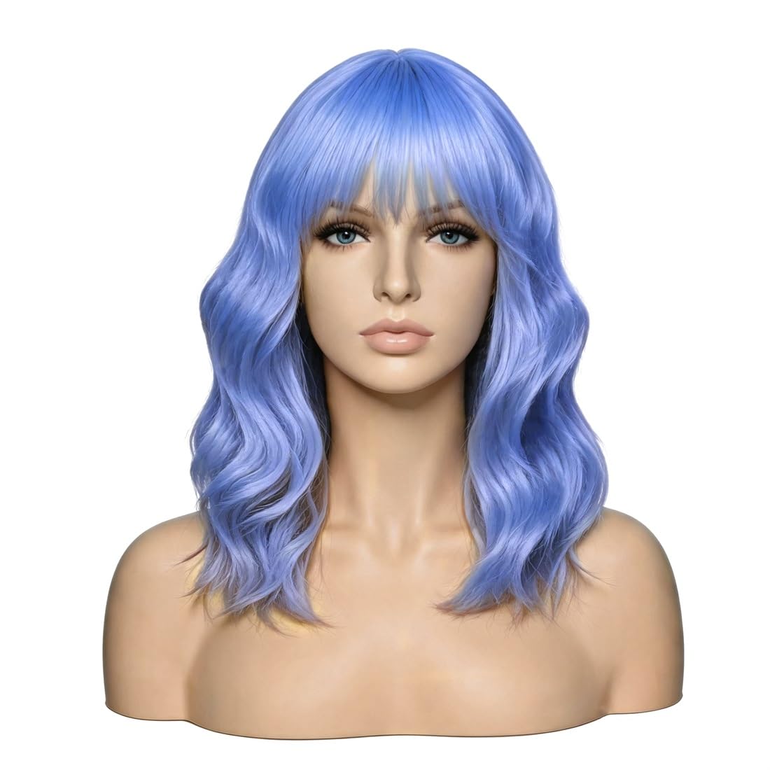 Sweetie Royal Blue Bob Wig Bangs – Wavy Synthetic Shoulder Length