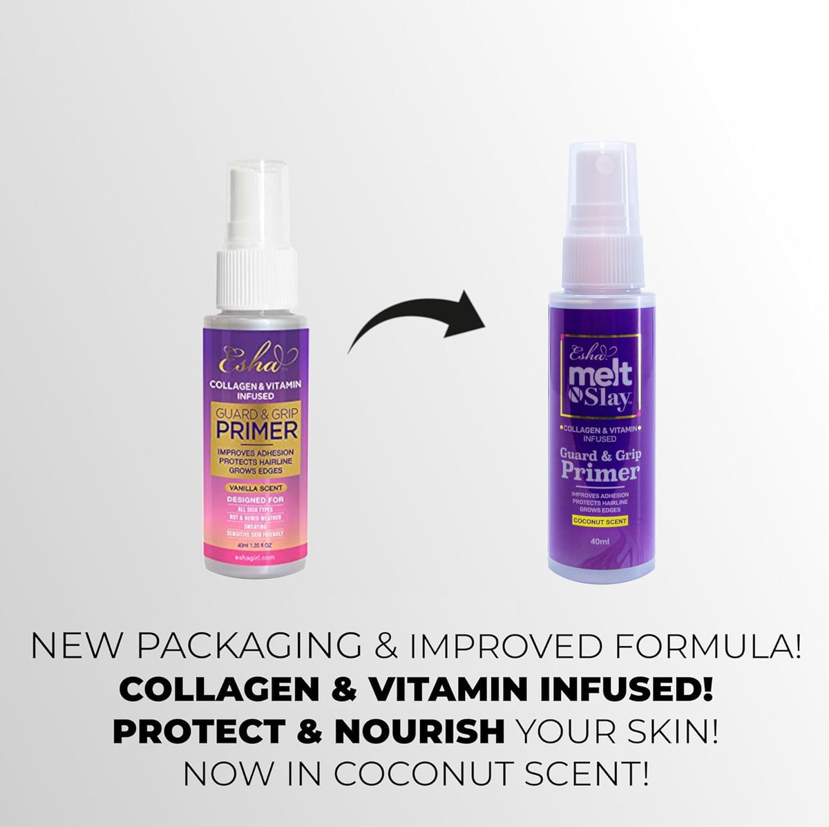 Esha Melt N Slay Guard & Grip Primer - Collagen, Olive Fruit Oil, Vitamin E Infused - Enhance & Protect Your Skin - Improve Adhesion - Save Hairline