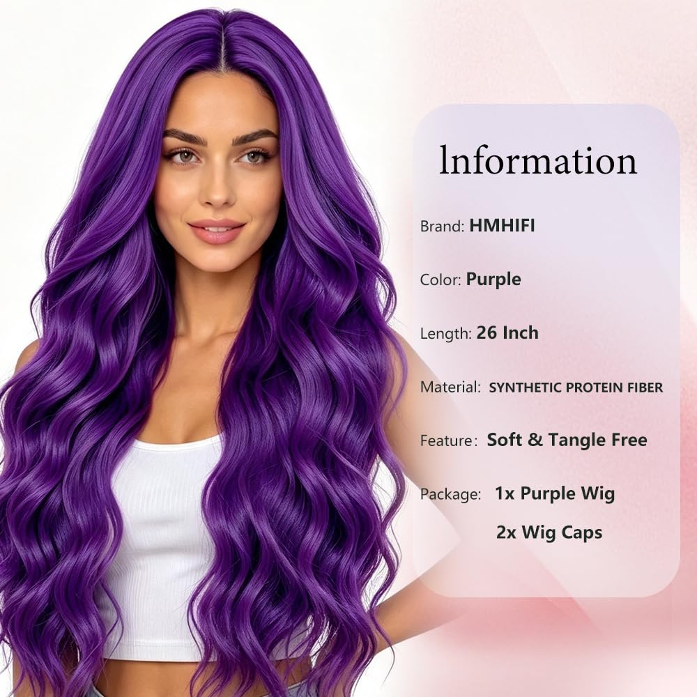 HMHIFI Blonde Wig for Women,26 Inch Long Wavy Curly Middle Part Hair