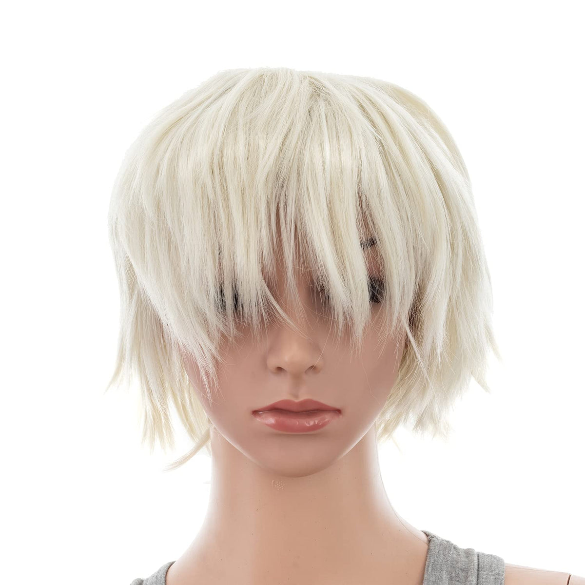 SWACC Unisex Fashion Spiky Layered Short Anime Cosplay Wig for Men and Women (1B-Off Black)
