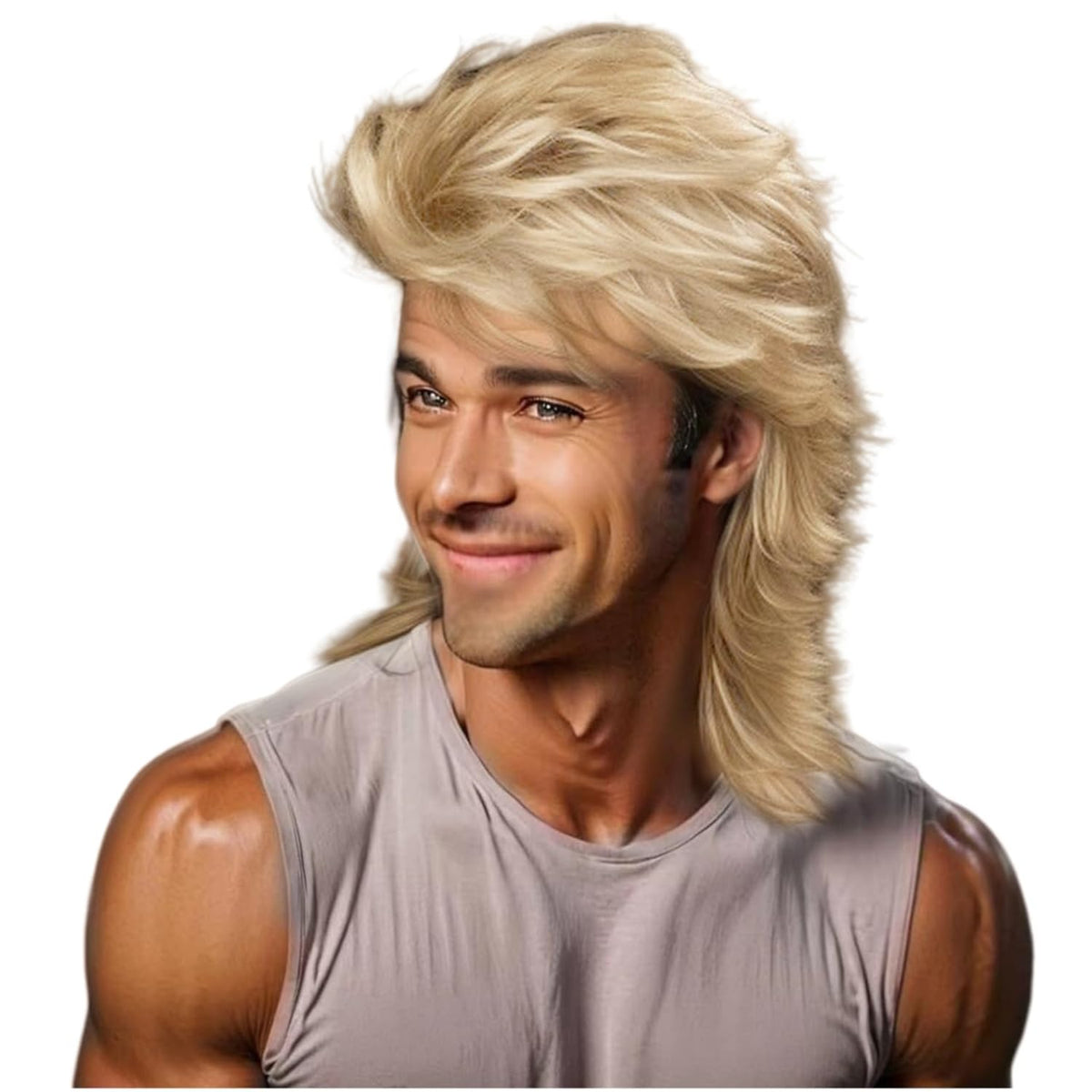 Mullet Wig Blonde 80s Men Wig,Punk Rocker Hair Party Daily Halloween Costumes Long Wigs