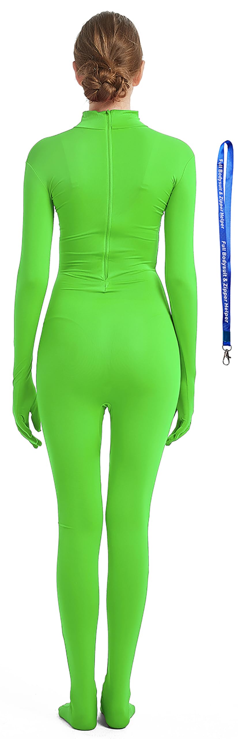 Womens Full Bodysuit Without Hood Include Zipper Helper Stretchy Zentai Suit Halloween Costume Cosplay Outfit