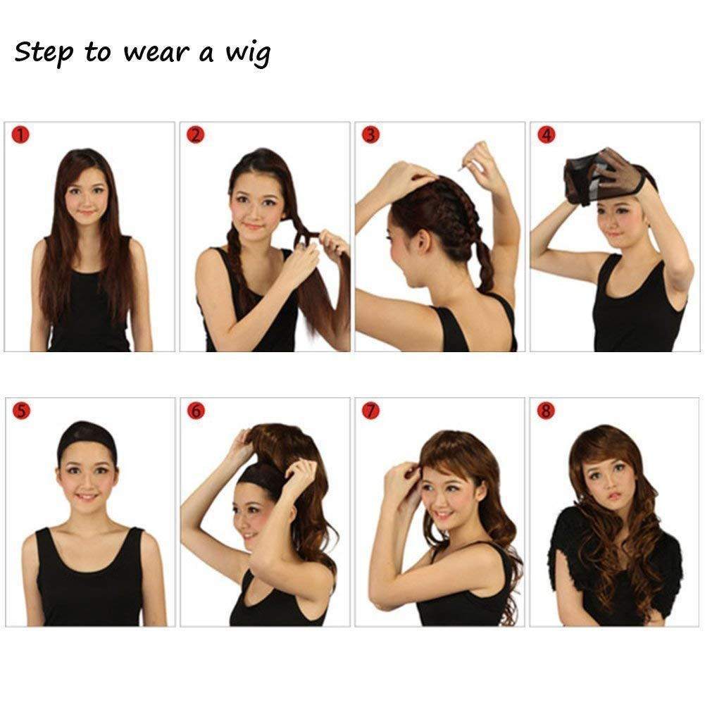 Long Hair Wigs Wavy Curly 24" Glamorous Women Black Red Highlights Synthetic Cosplay Daily Party Clothing Wig with Wig Cap