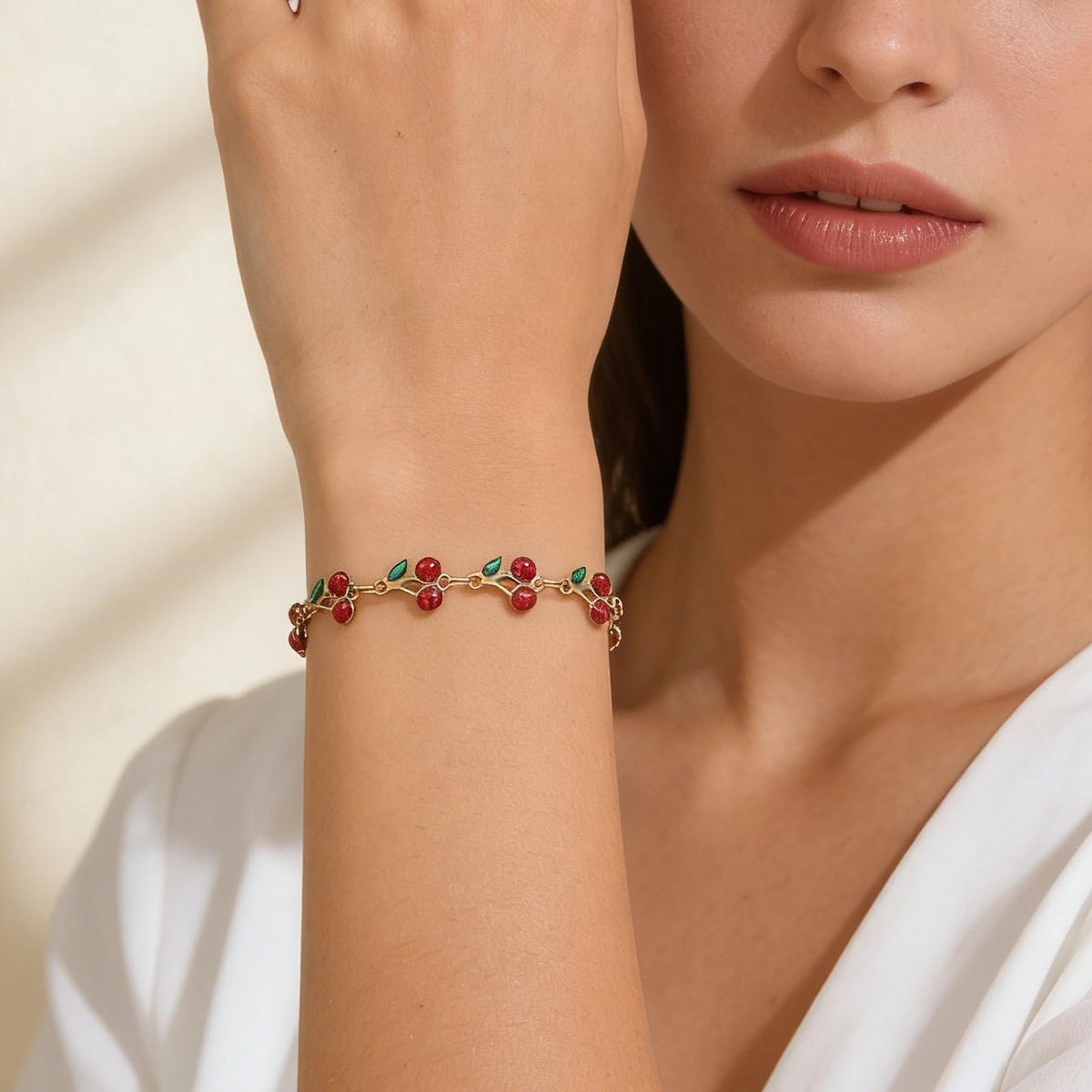 Long tiantian Cherry Bracelet for Women Cherry Dress Outfits Accessories Charm Bracelets Stack Cherry Gifts Cute Stuff Red Spring Accessories