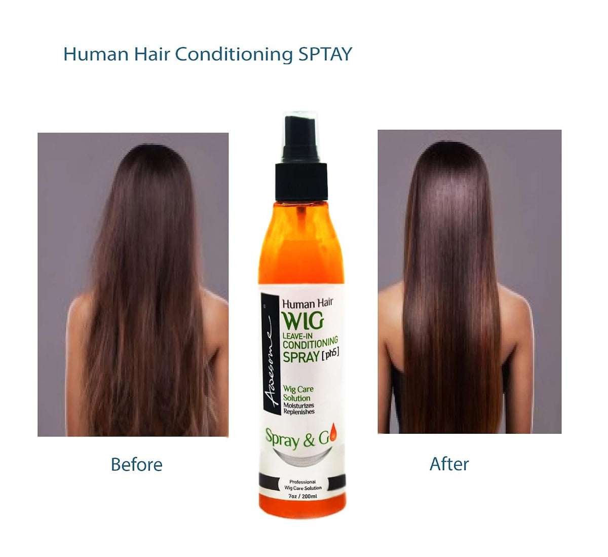 Awesome Human Hair Wig Leave in Conditioner Spray, pH5, Detangler & Easy Combing, Promoting Silkiness, Shine & Freshness, preventing Dryness (7 fl oz)