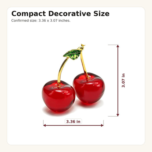 Anxingo Red Crystal Cherry Decor, Glass Fruit Ornament, 3.36 x 3.07 in