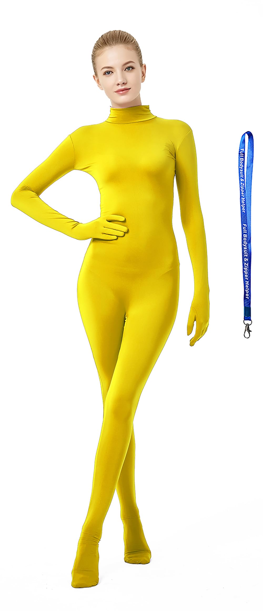 Womens Full Bodysuit Without Hood Include Zipper Helper Stretchy Zentai Suit Halloween Costume Cosplay Outfit