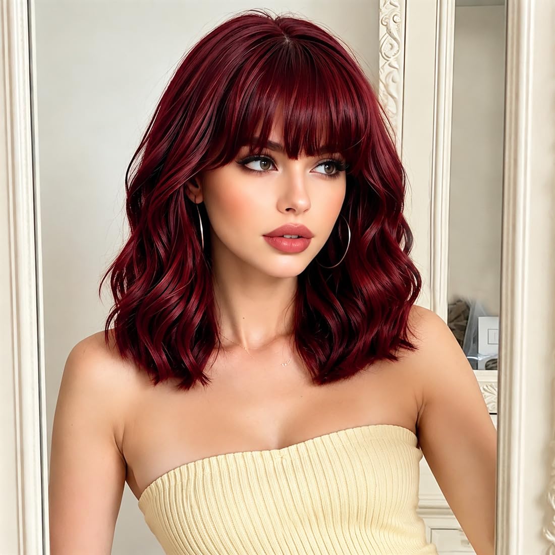 Sweetie Royal Blue Bob Wig Bangs – Wavy Synthetic Shoulder Length