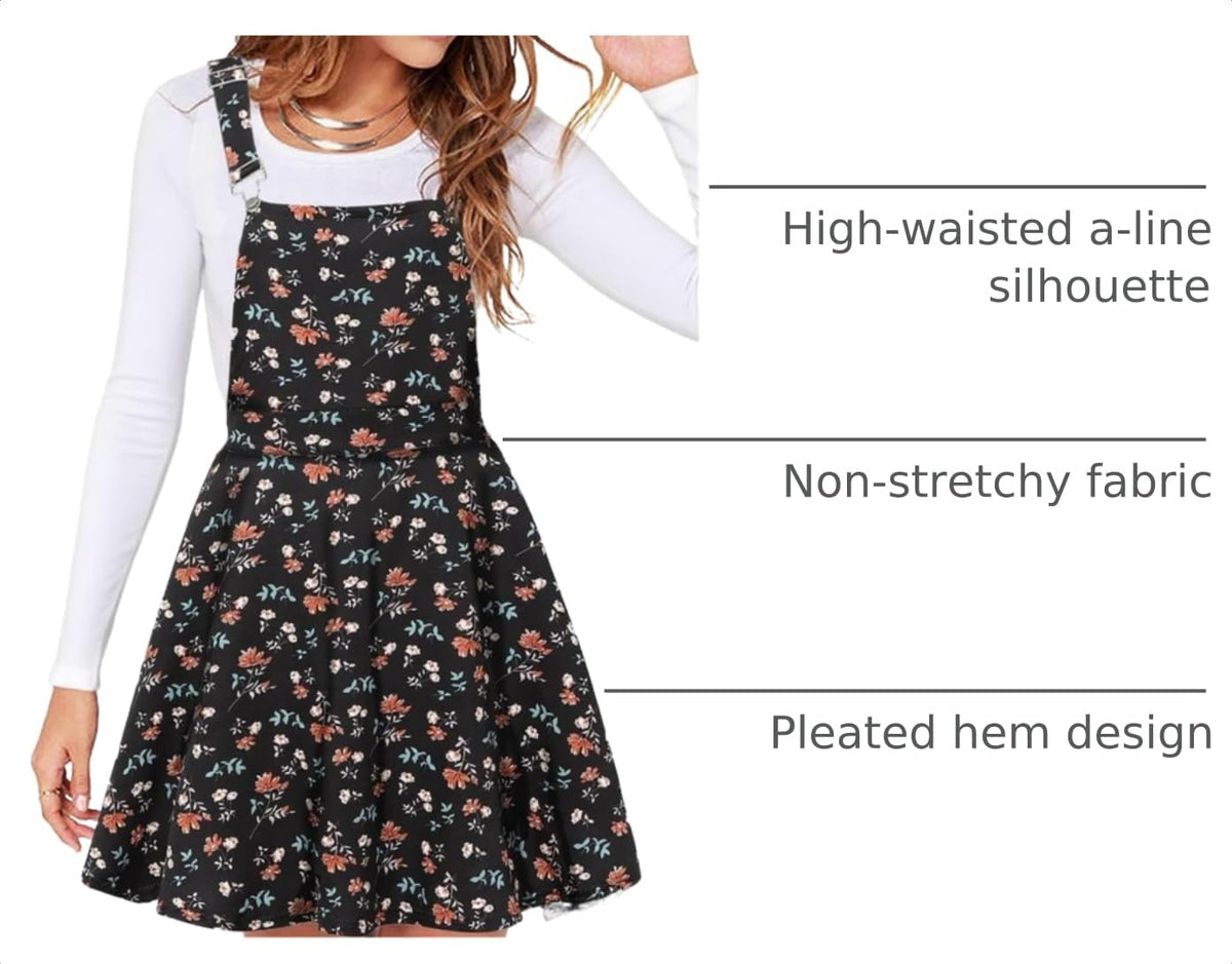 YOINS Overall Pinafore Dress for Women Pleated Mini Cute Suspender Skirt
