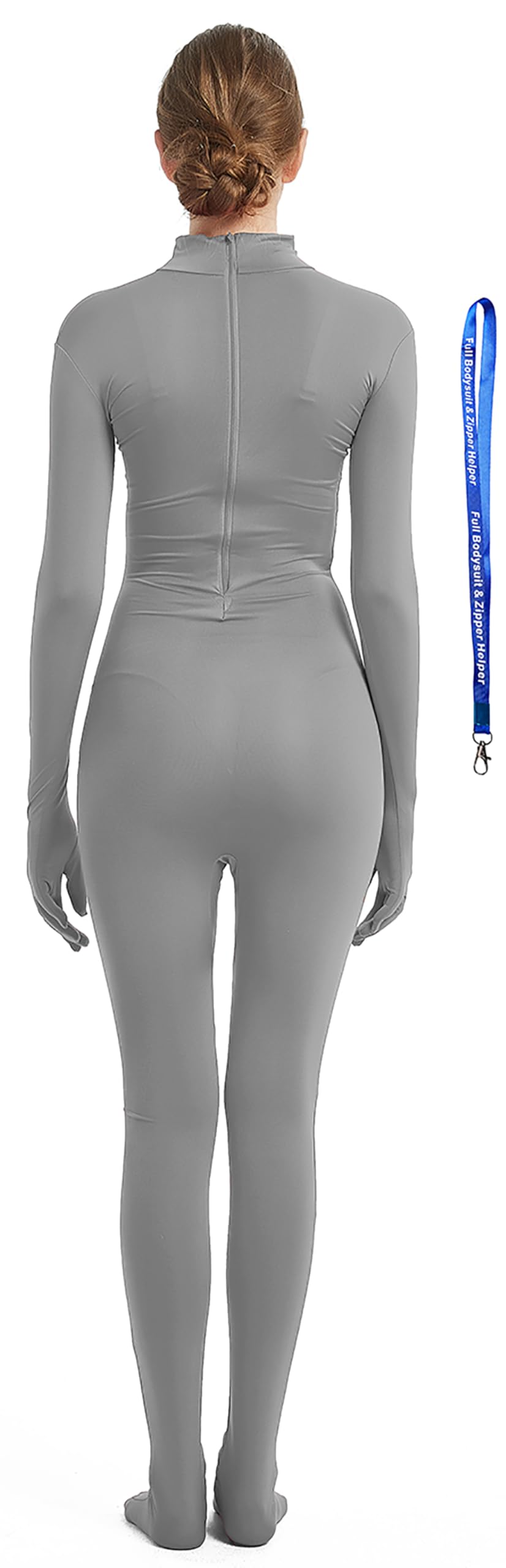 Womens Full Bodysuit Without Hood Include Zipper Helper Stretchy Zentai Suit Halloween Costume Cosplay Outfit