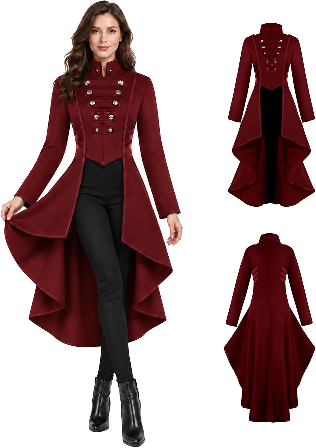 SIAEAMRG Renaissance/Pirate/Vampire/Halloween Costumes Women Jacket Coat