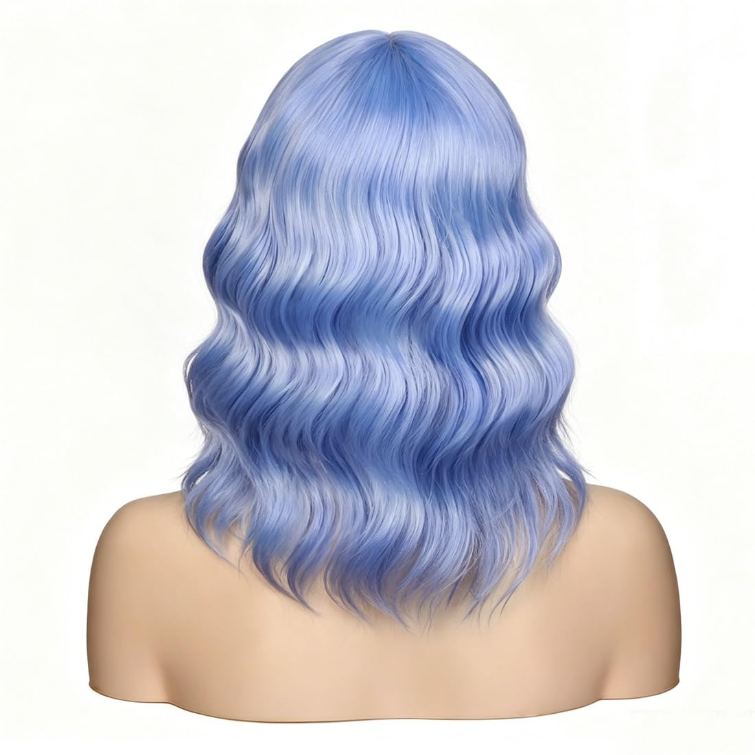 Sweetie Royal Blue Bob Wig Bangs – Wavy Synthetic Shoulder Length