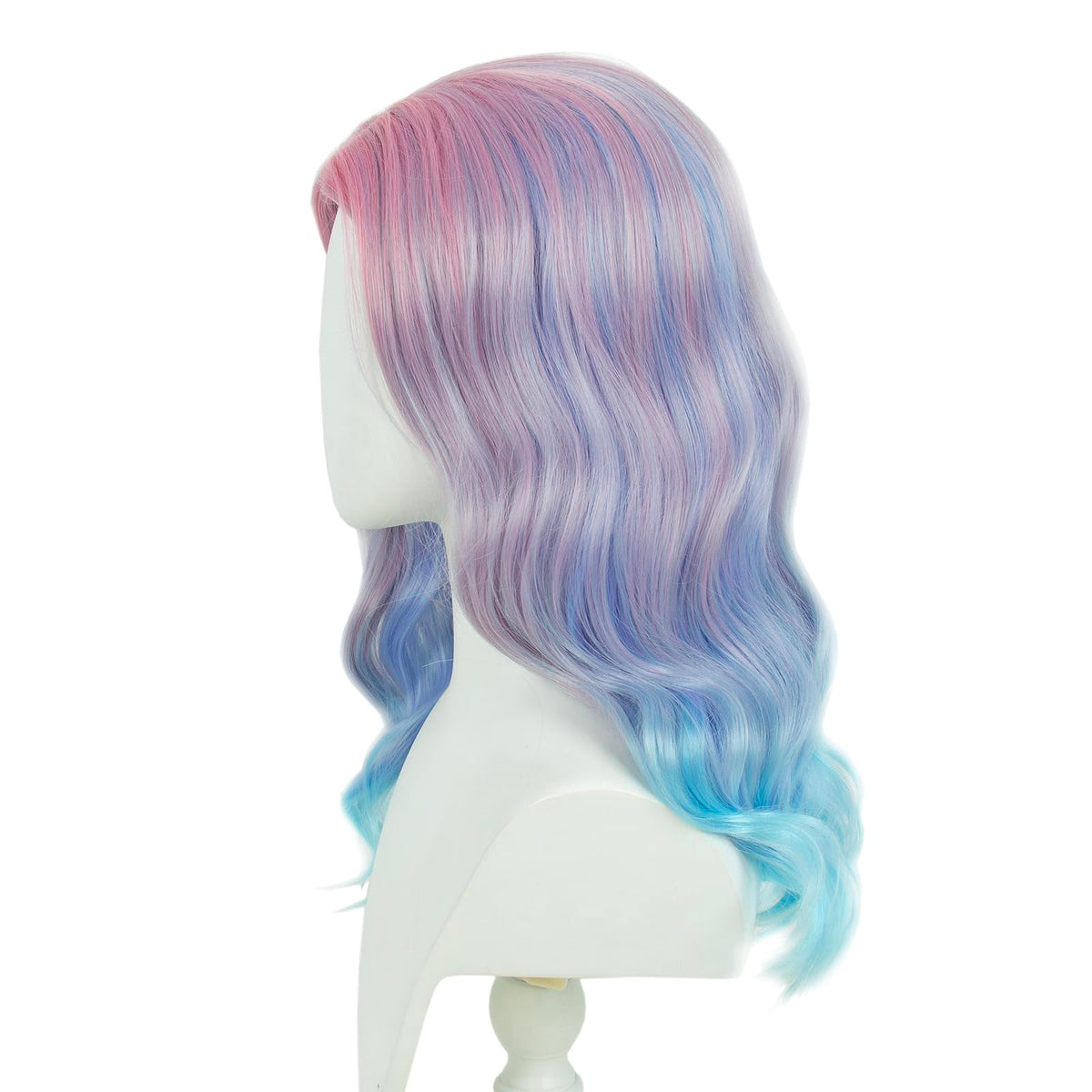 Long Pastel Wigs for Women Heat Resistant Hair Natural Wigs for Daily Cosplay Costume Party Carnival Purple-pink Gradient with Blue Highlights