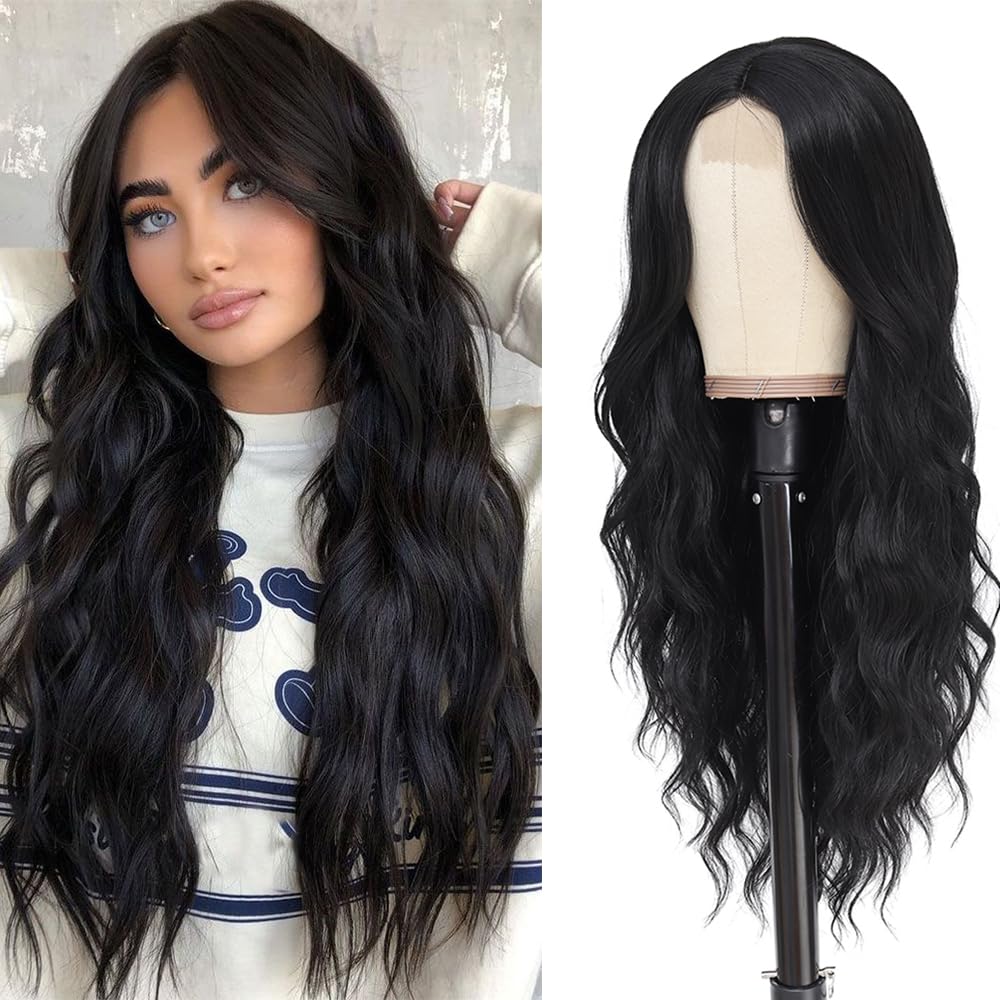 HMHIFI Blonde Wig for Women,26 Inch Long Wavy Curly Middle Part Hair