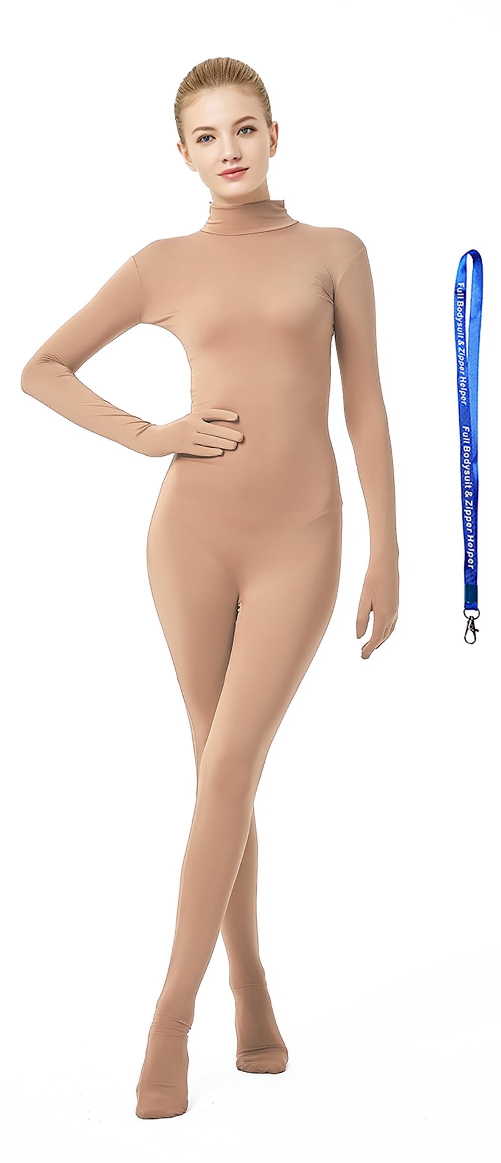 Womens Full Bodysuit Without Hood Include Zipper Helper Stretchy Zentai Suit Halloween Costume Cosplay Outfit