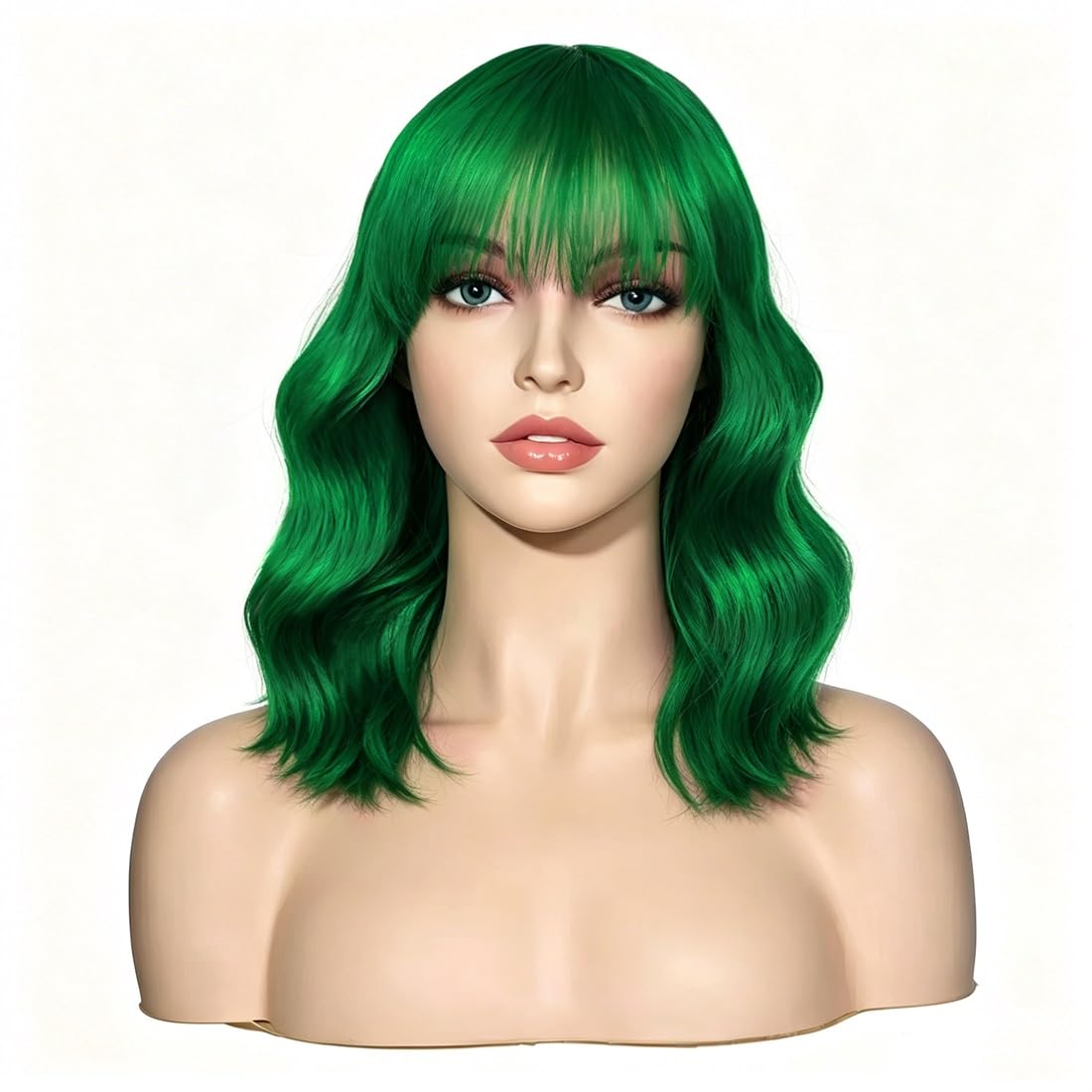 Sweetie Royal Blue Bob Wig Bangs – Wavy Synthetic Shoulder Length