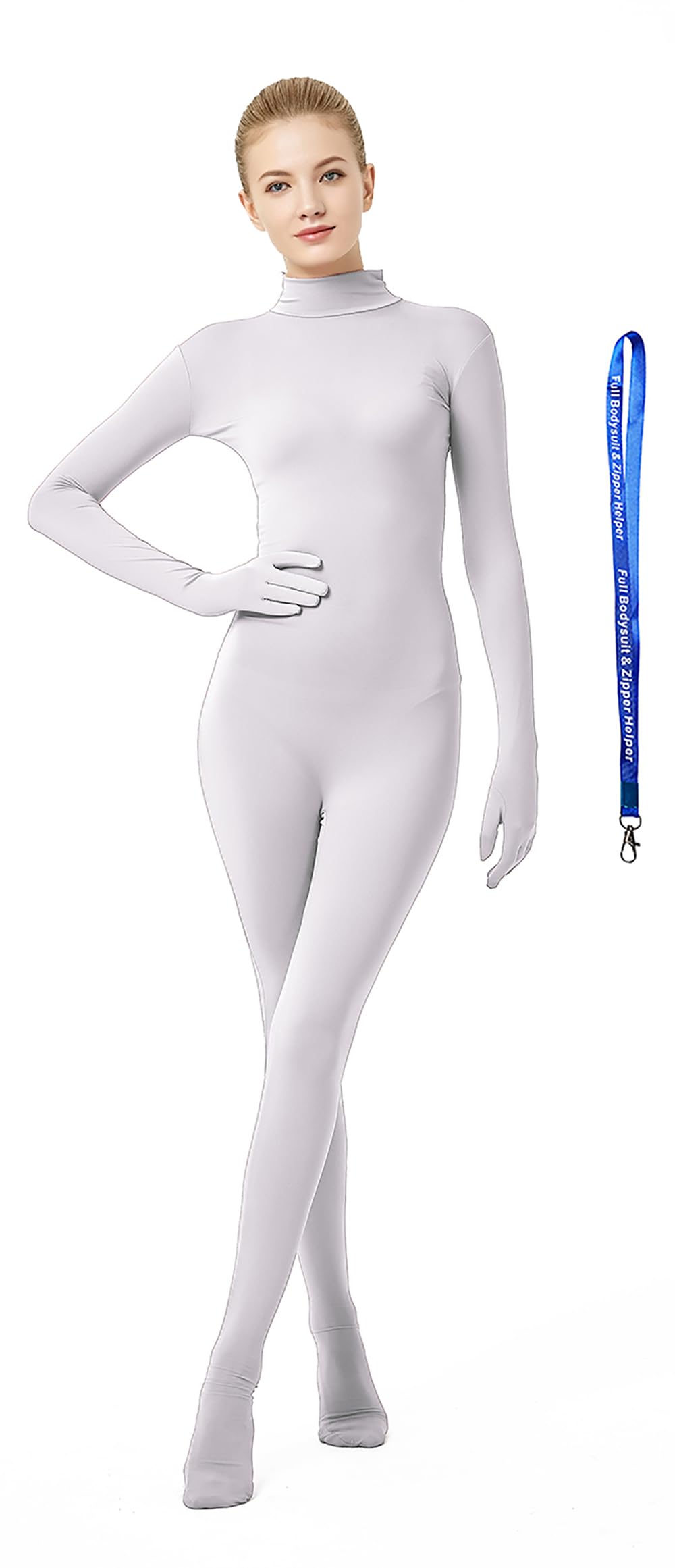 Womens Full Bodysuit Without Hood Include Zipper Helper Stretchy Zentai Suit Halloween Costume Cosplay Outfit