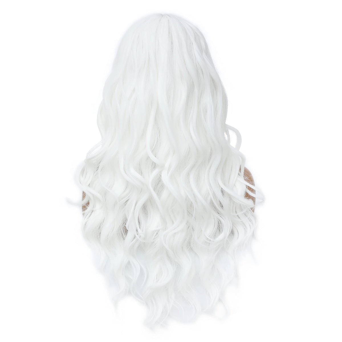 SWACC Long Curly Wavy Wig with Bangs Synthetic Hair Wig for Women with Wig Cap (Pink Ombre)