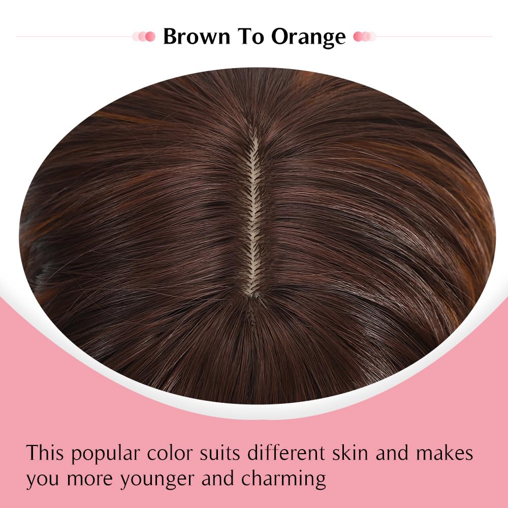 Black Mixed Brown Wig for Black Women Short Wavy Curly Bob Wig with Bangs