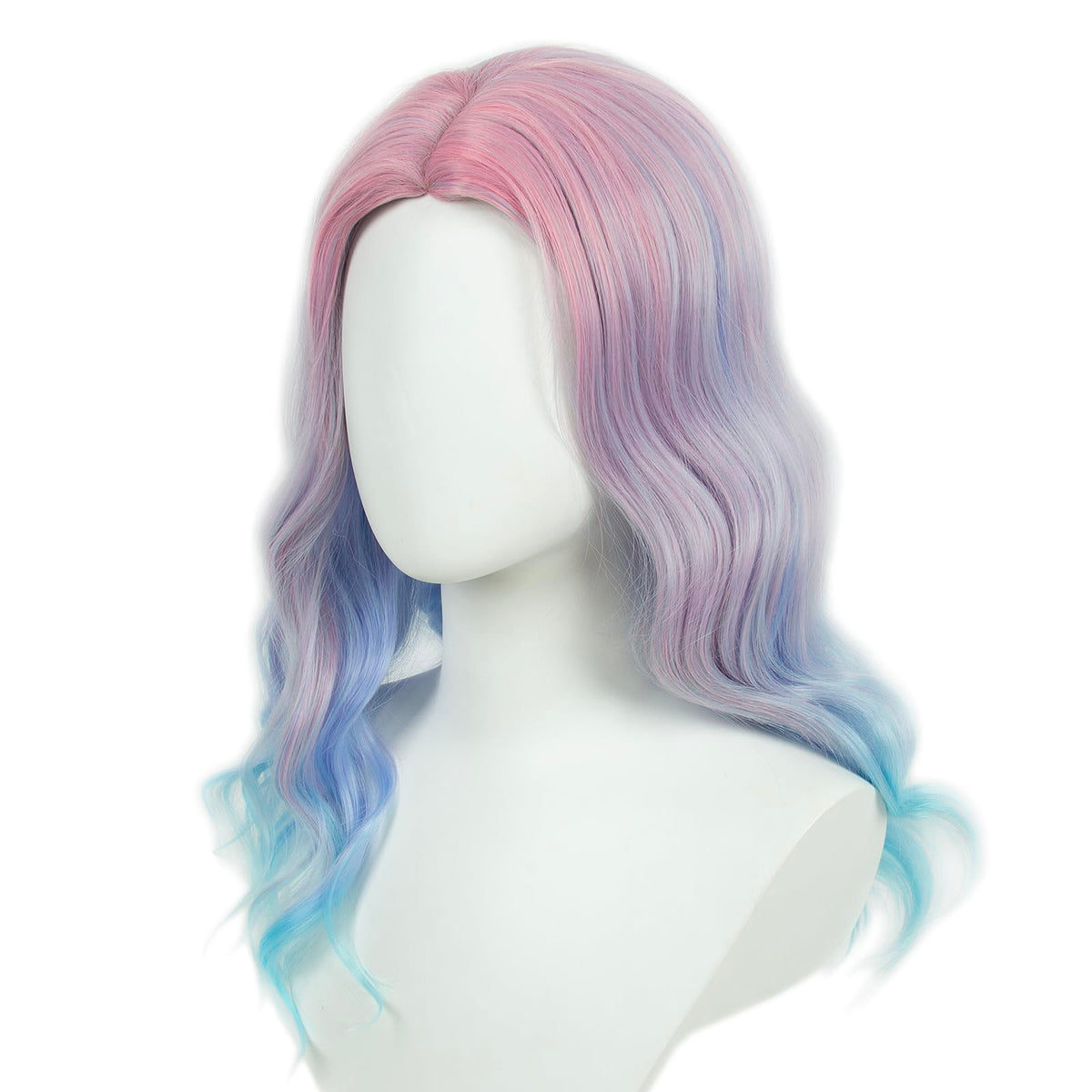 Long Pastel Wigs for Women Heat Resistant Hair Natural Wigs for Daily Cosplay Costume Party Carnival Purple-pink Gradient with Blue Highlights
