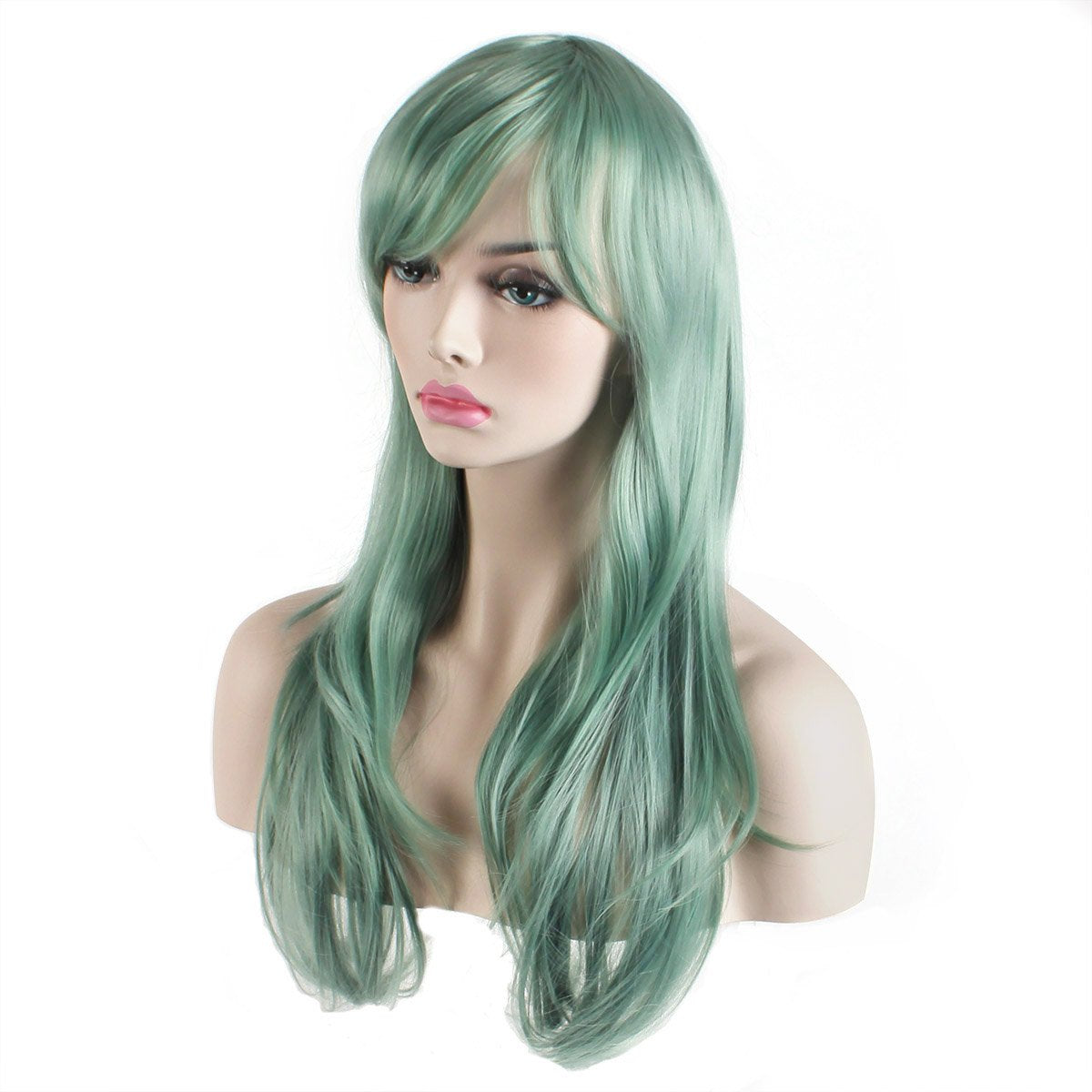 Akstore 28 inch Fashion Wigs Long Wavy Curly Hair Cosplay Wig & Wig Cap (Black)