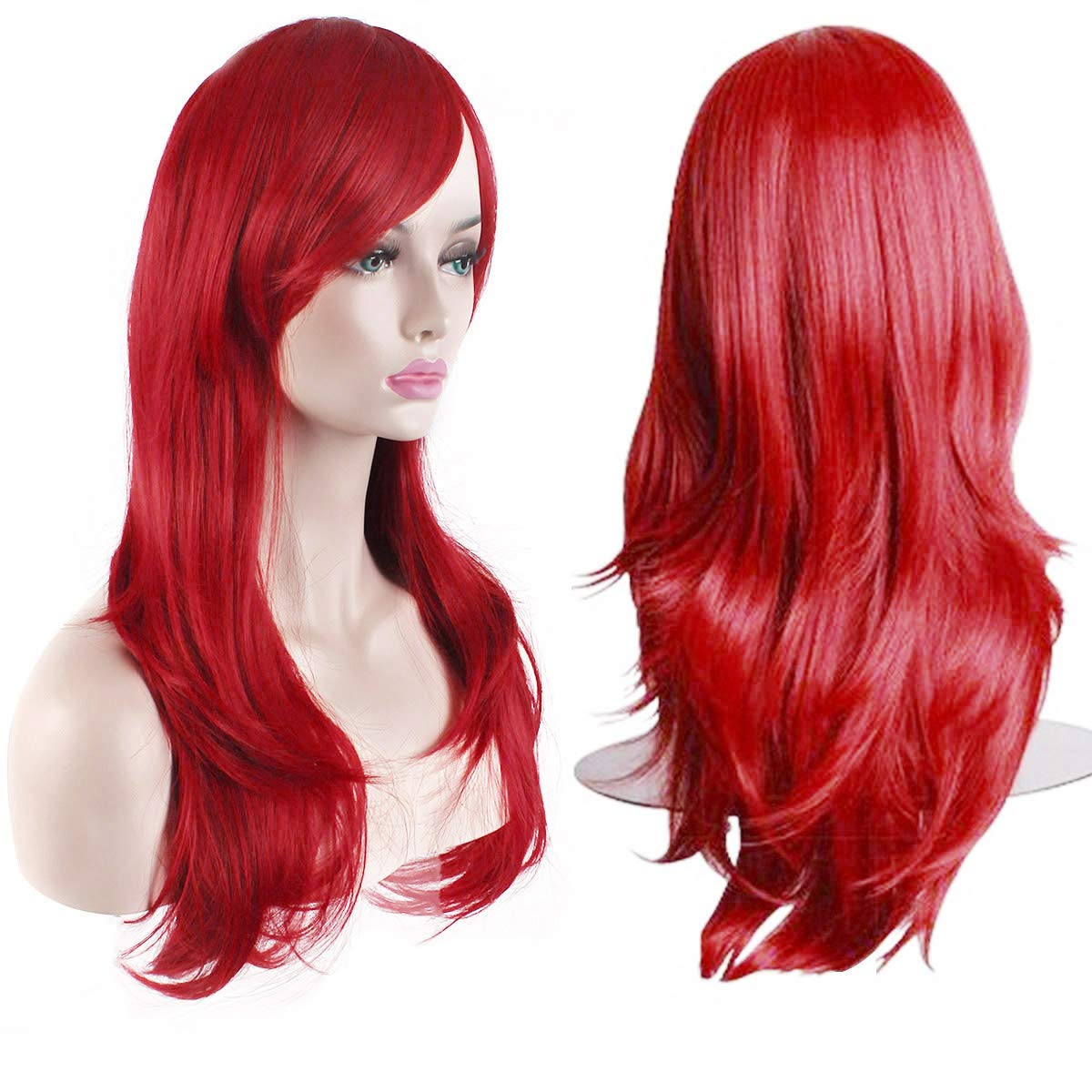 Akstore 28 inch Fashion Wigs Long Wavy Curly Hair Cosplay Wig & Wig Cap (Black)