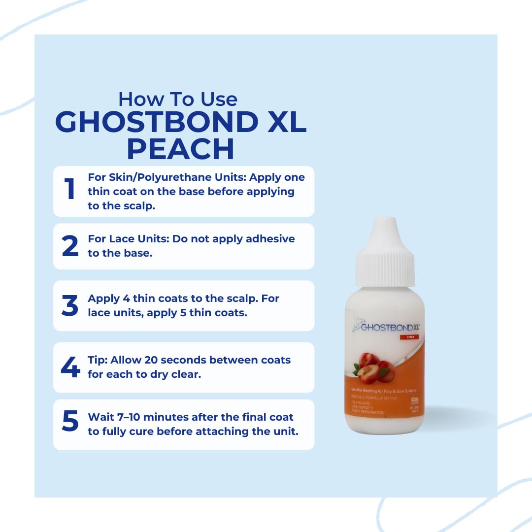 GHOSTBOND XL Hair Replacement Adhesive 1.3oz- Invisible Wig Bonding Glue: Water & Oil-Resistant, Non-Toxic, Light Hold for Secure and Natural-Looking Poly and Lace Hairpiece, Wigs & Toupee Systems