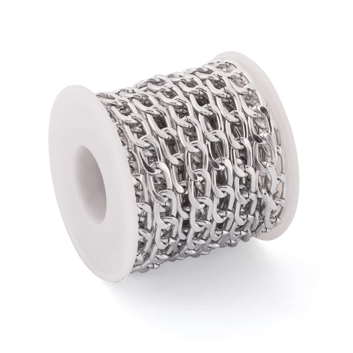 Beadthoven 16.4ft Aluminum Curb Chains, Silver Color Chains for Jewelry Making 5mm Wide Metal Craft Chain Link Spool Twisted Links Oval Curb Chains Unwelded for Clothes Necklace Bracelet DIY Findings