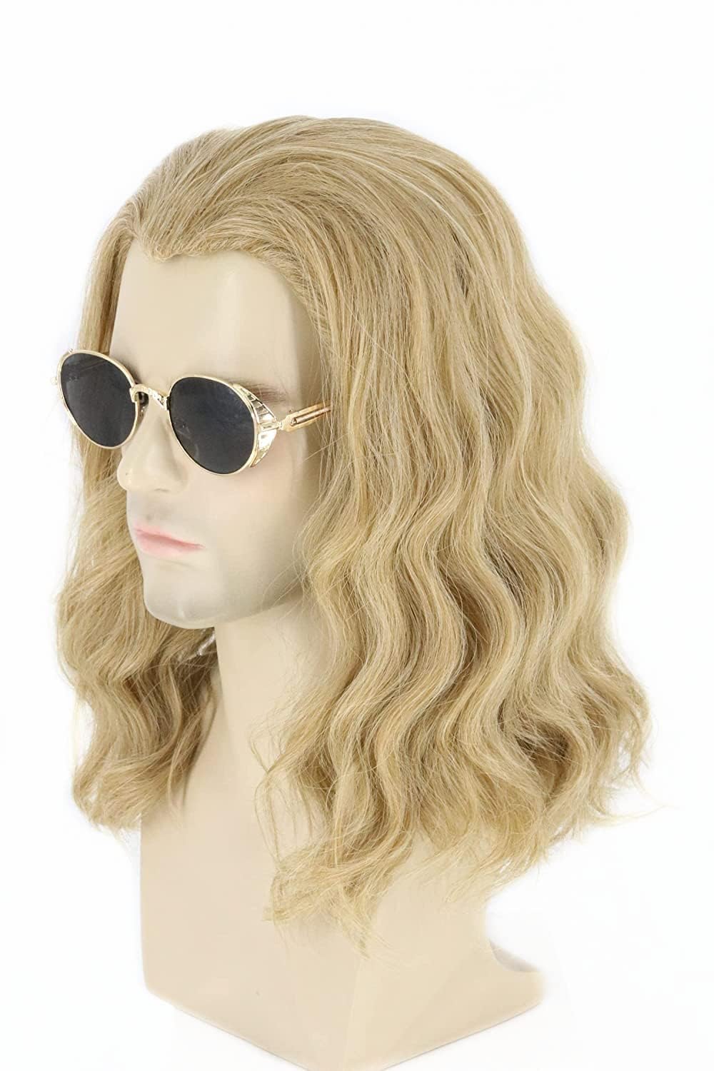 Men's Black Brown Wig Wavy Mid Length Hair Halloween Cosplay Costume Wig