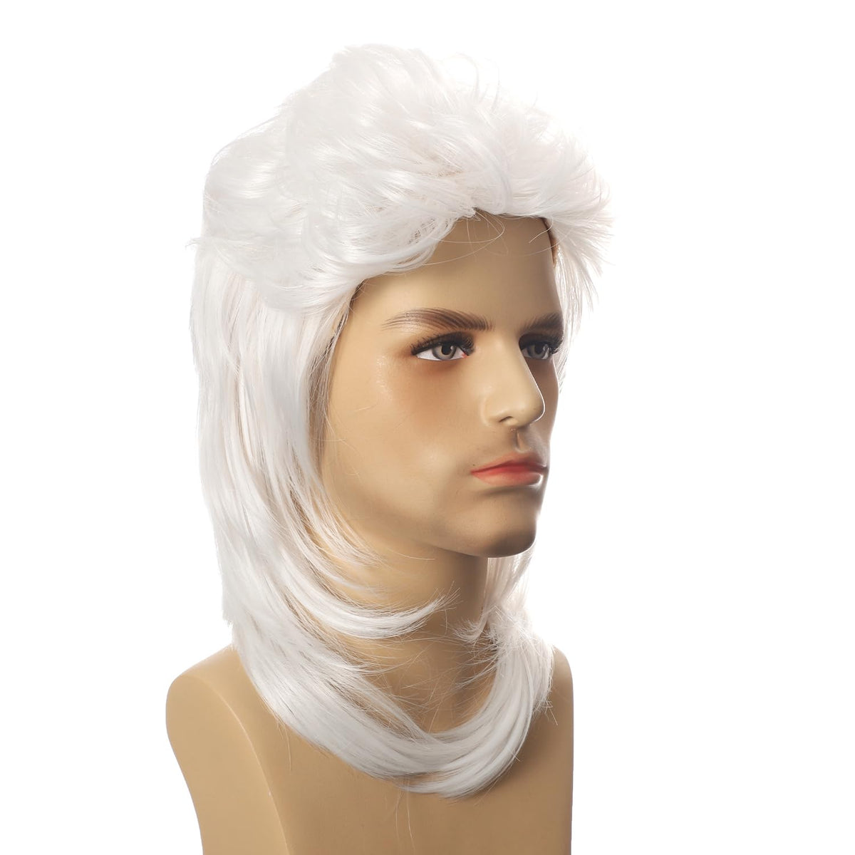 Mullet Wig Blonde 80s Men Wig,Punk Rocker Hair Party Daily Halloween Costumes Long Wigs